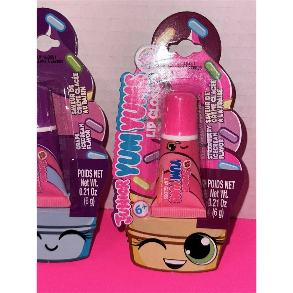 Junior Yum Yums Lip Gloss Set Yoyo World Grape Strawberry Ice Cream 2 Pack NEW